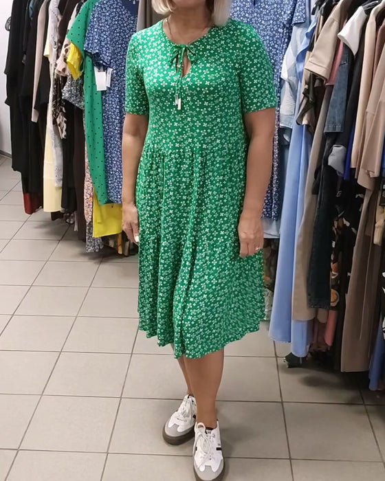 Floral Print Tie Front Dress