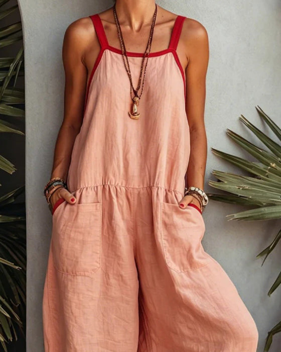 Color-Blocked Pocket Jumpsuit