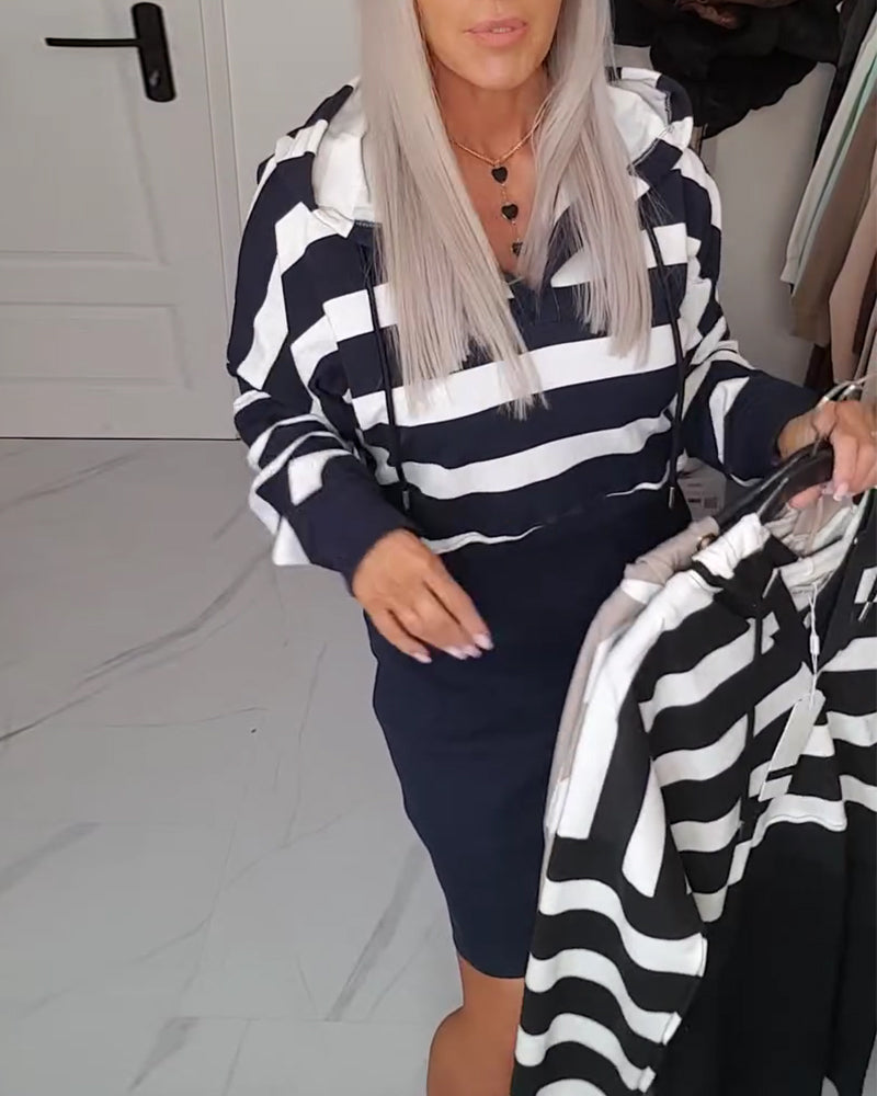 Striped Hooded Casual Set