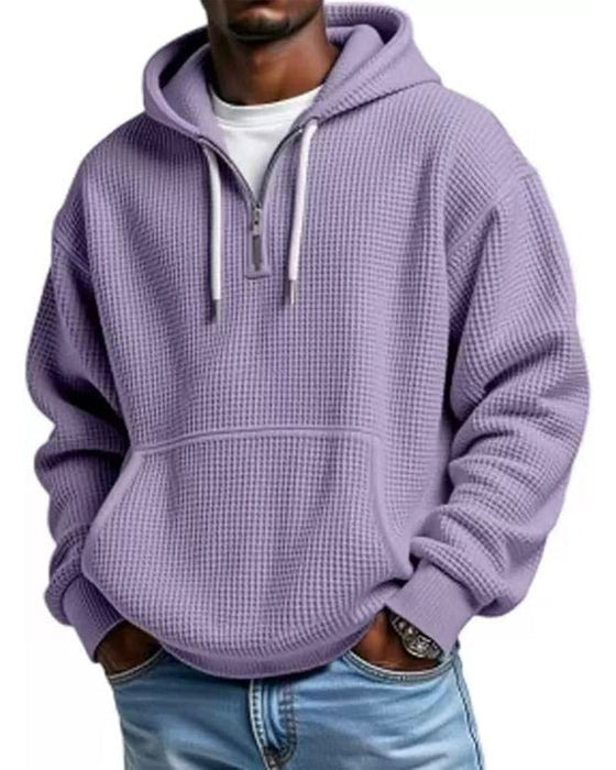 Men's Solid Zip Pullover Hoodie