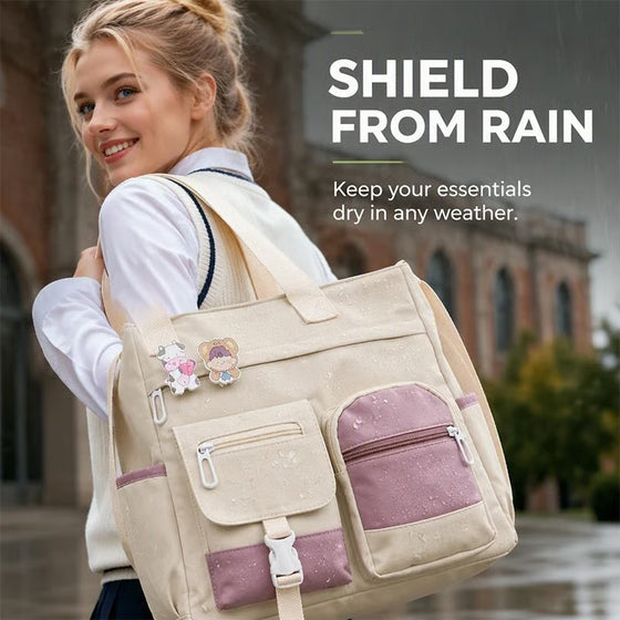 Spacious Canvas Tote Compartments Bag