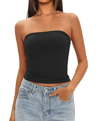 Strapless Cropped Fitted Tank Top