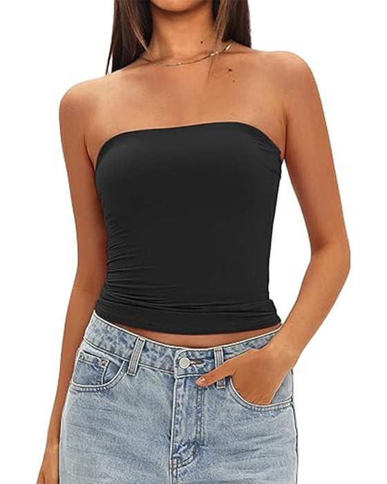 Strapless Cropped Fitted Tank Top