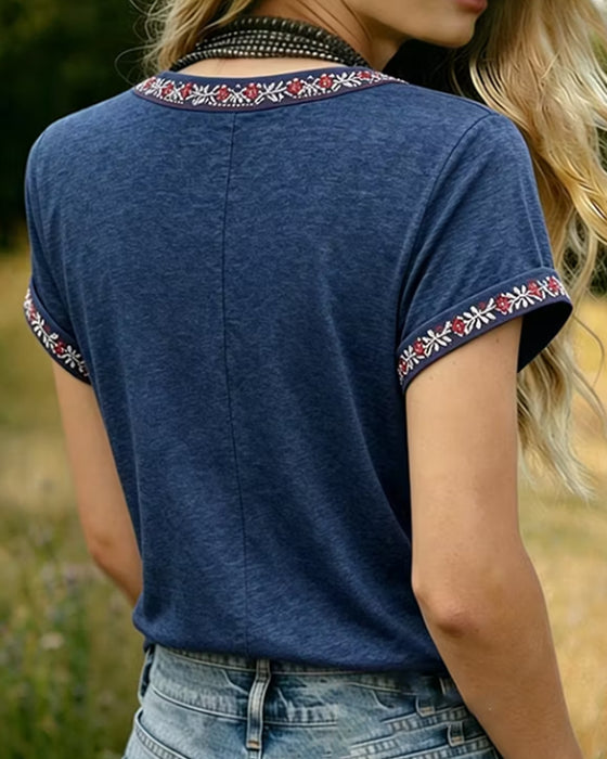 Firework Print Color-Block T-Shirt