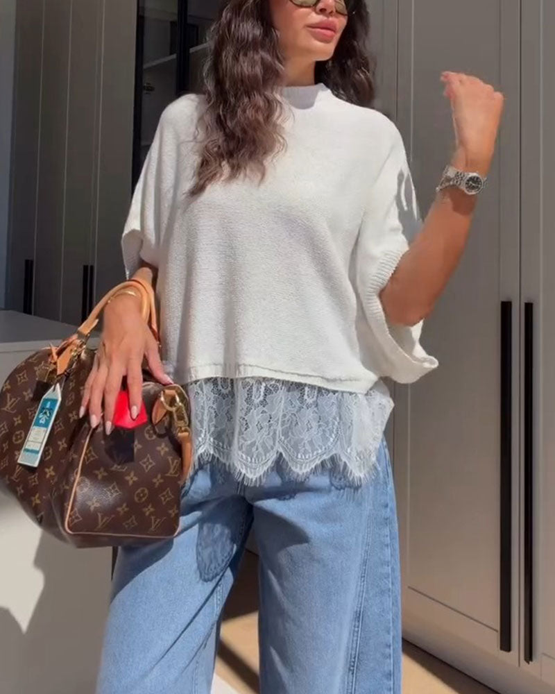 Crew Neck Casual Solid Pullovers