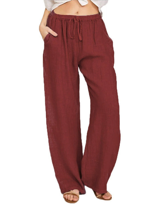 Loose Straight-Leg Solid Color Long Pants