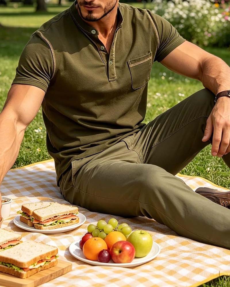 Men's Henry Casual Solid Color Shirt
