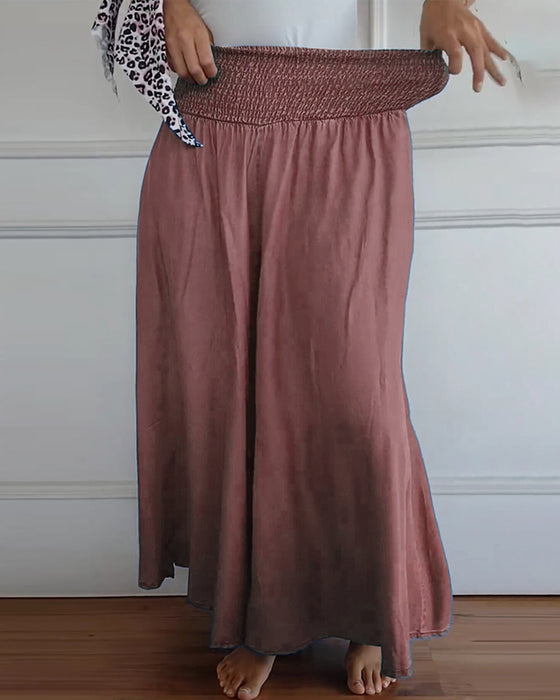 Elastic waist wide leg pants