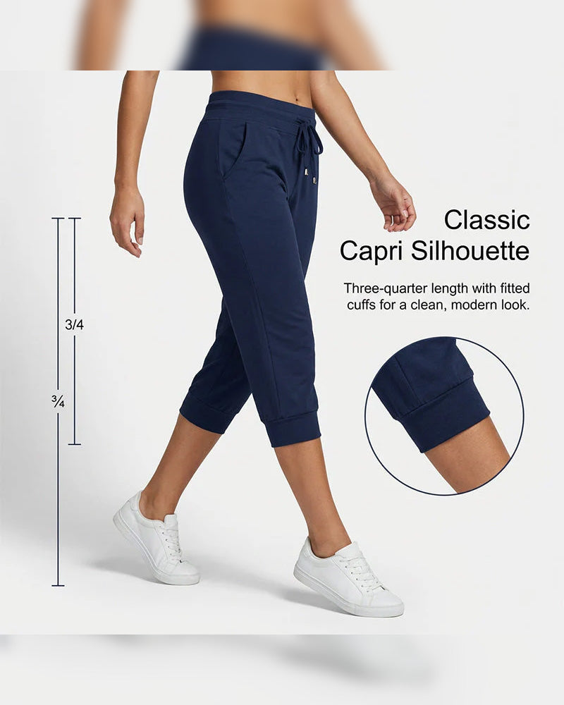 Solid color pocket cropped lounge pants