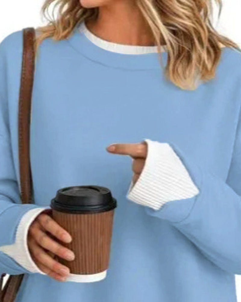 Fake Layered Loose Long Sleeve Sweatshirt