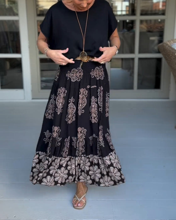 Round neck solid color loose T-shirt