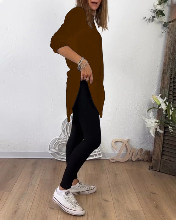 Mid-Length Top Mit Crew Neck