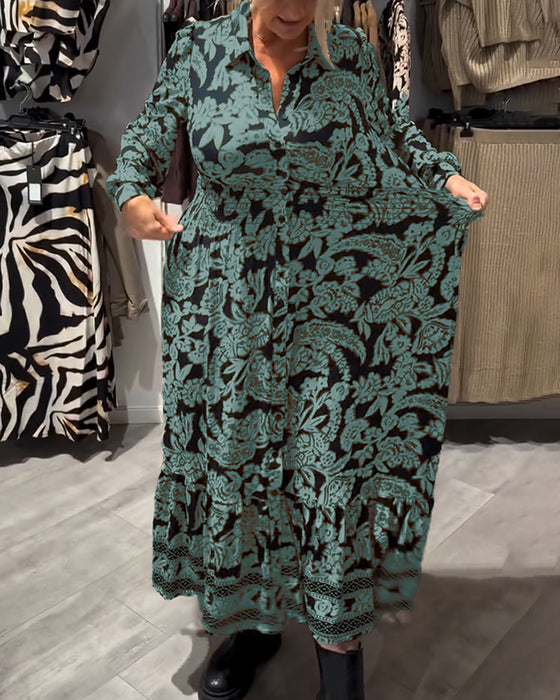 Lapel Print Fashion Dress