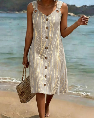 Camisole Sleeveless Line Print Dress