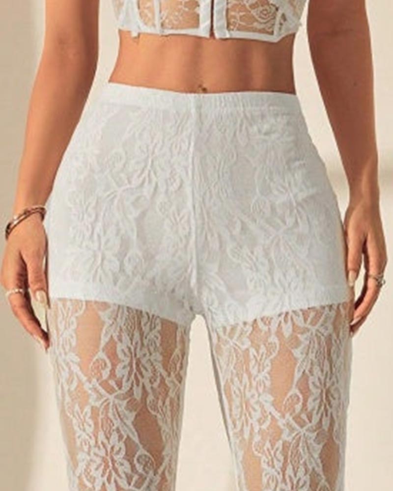 Solid Color Patchwork Double-Layer Pants