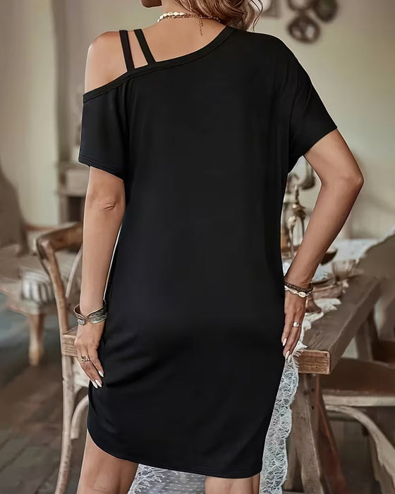 Off-Shoulder Mock Two-Piece Dress