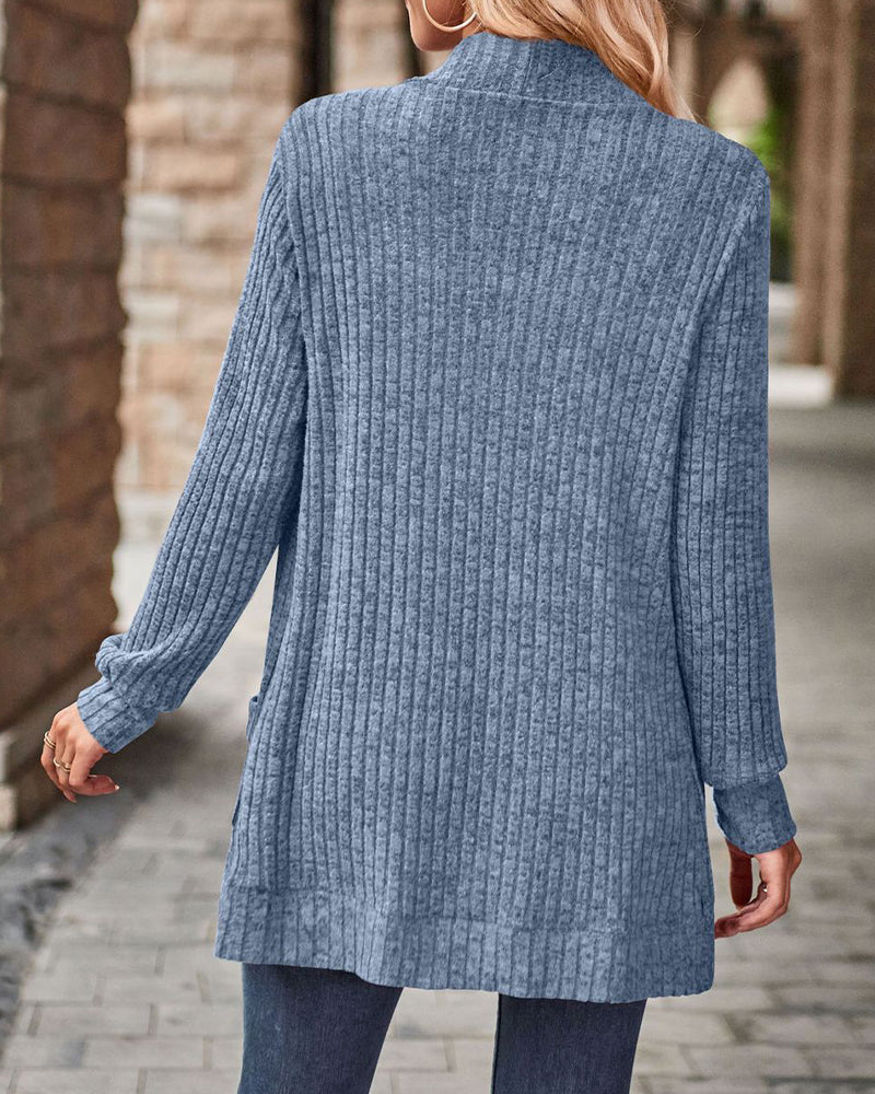 Brushed Casual Long-Sleeve Coat