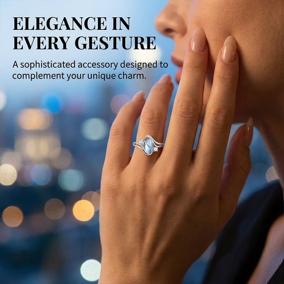 Oval Moonstone Geometric Ring