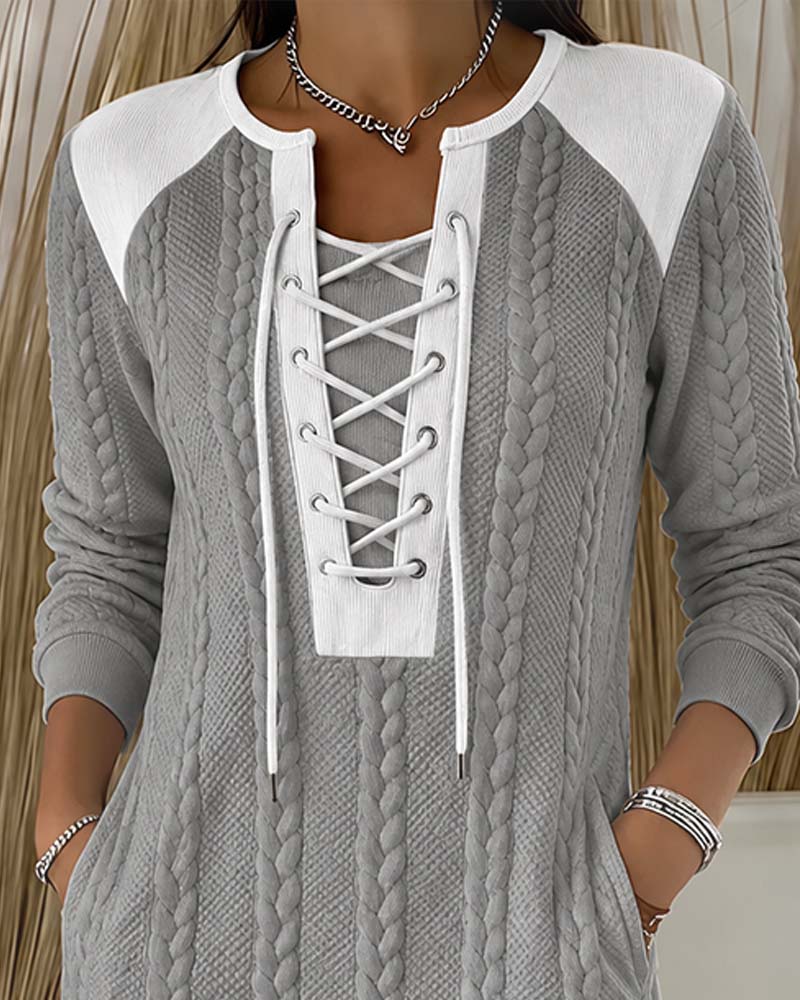 Tie Fashion Color Block Dress