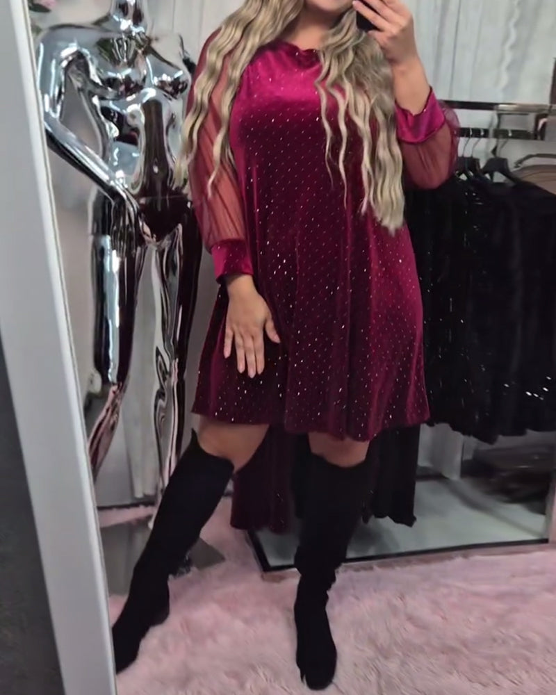 Patchwork Long-Sleeved Elegant Dress