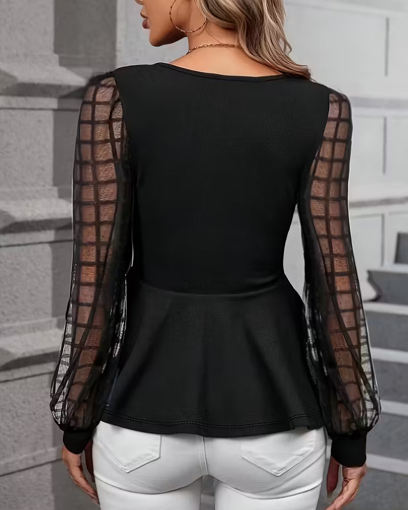 Fashionable Mesh Long Sleeve Top