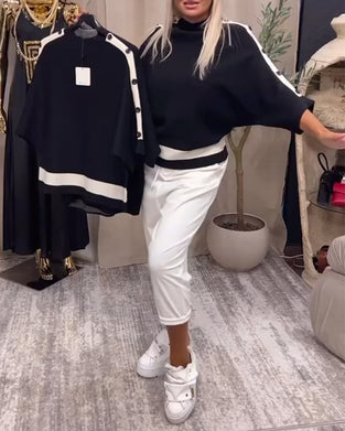 Colorblock button-down sweater