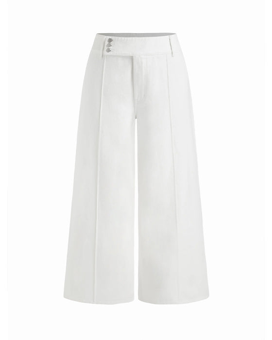 Three-Button High-Waist Wide-Leg Pants