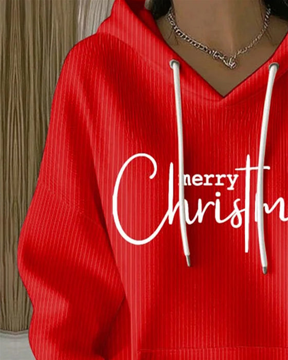 Casual Lettering Long-Sleeved Hoodie