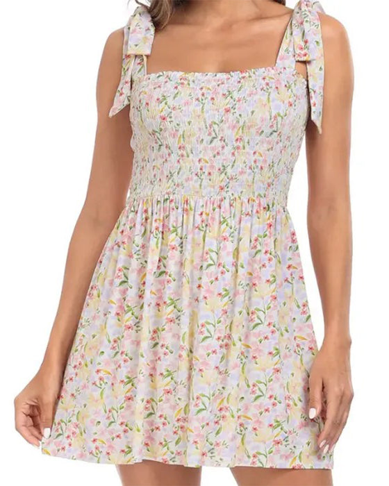 Women's Floral Mini Dress With Built-in Shorts