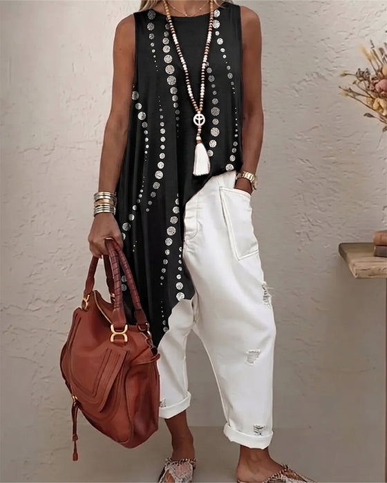 Casual Polka Dot Irregular Blouse