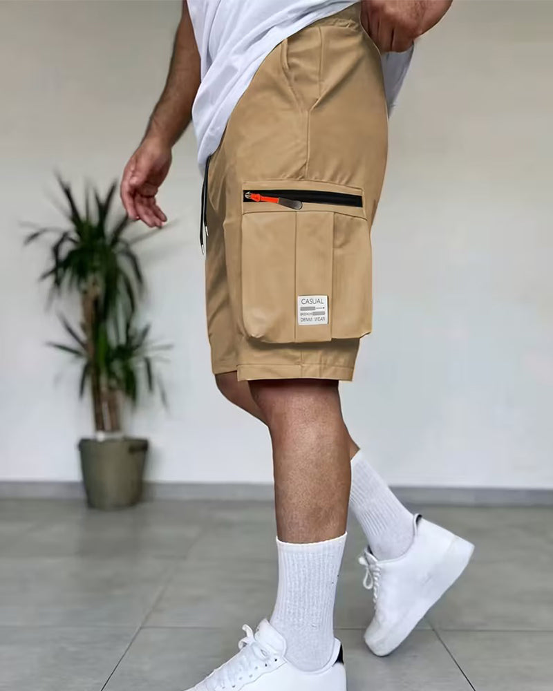 Men's Solid Loose Fit Short Cargo Pant
