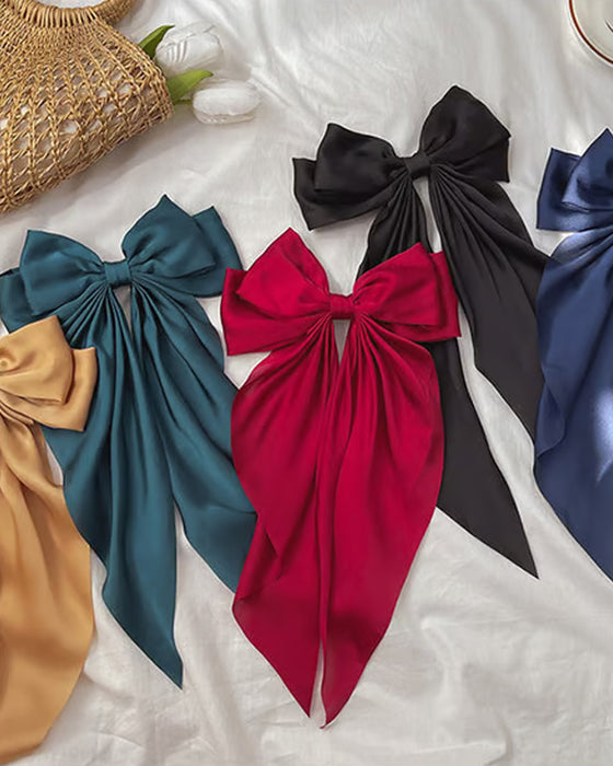 🔥Large Bow Hair Clip for Women – Wedding & Everyday Ponytail Accessory with Long Tail