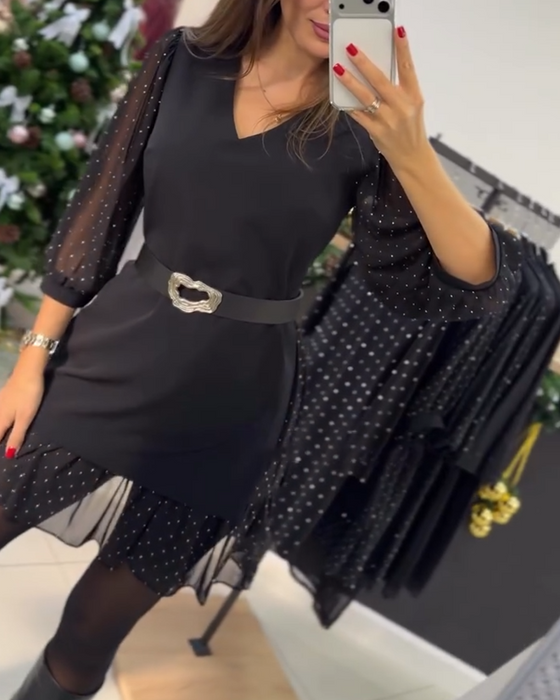 Stylish V-Neck Patchwork Dress