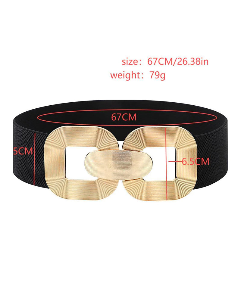 Vintage Golden Buckle High Elastic Leather Belt For Women