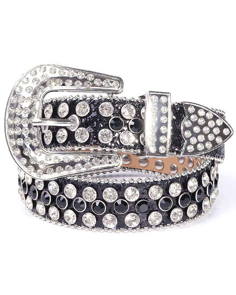 JASGOOD Women Men Rhinestones Belt,Bling Western Cowgirl Cowboy Studded Leather Belt Diamond Waist Belt for Jeans Pants