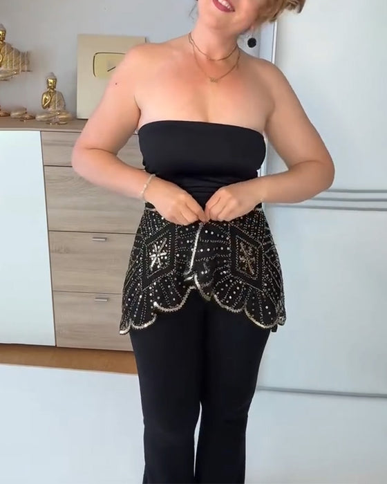 Vintage lace with beads shawl