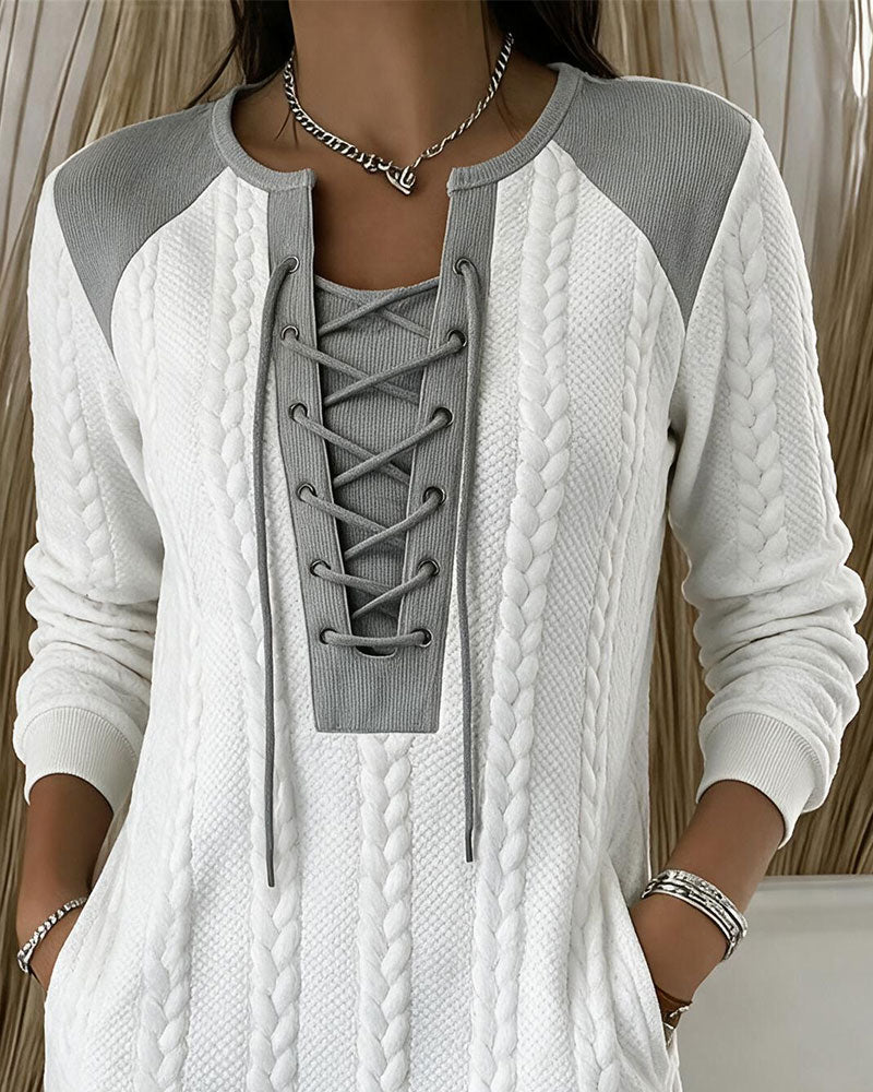 Tie Fashion Color Block Dress