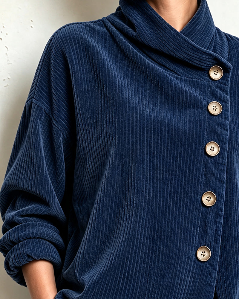 Turtleneck Button Loose Coat