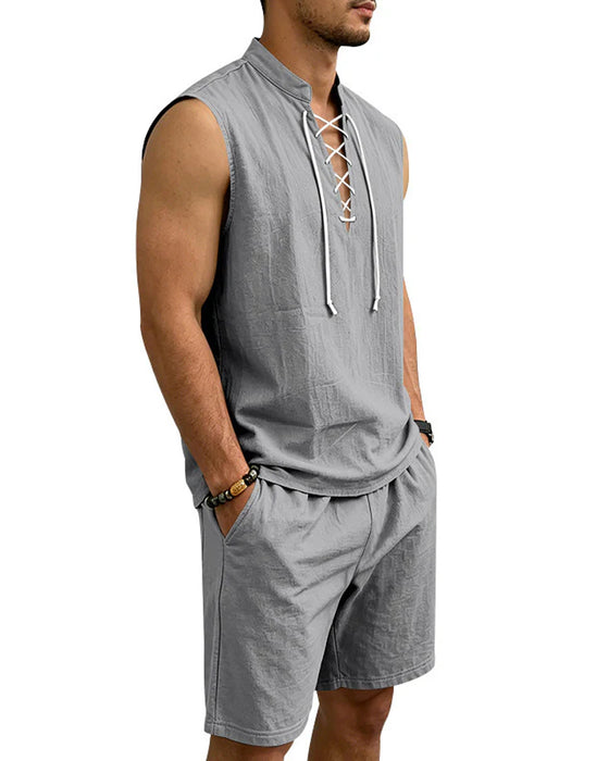 Men's V-Neck Two-Piece Set