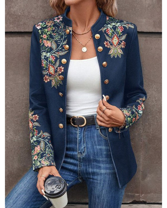 Printed double-breasted blazer