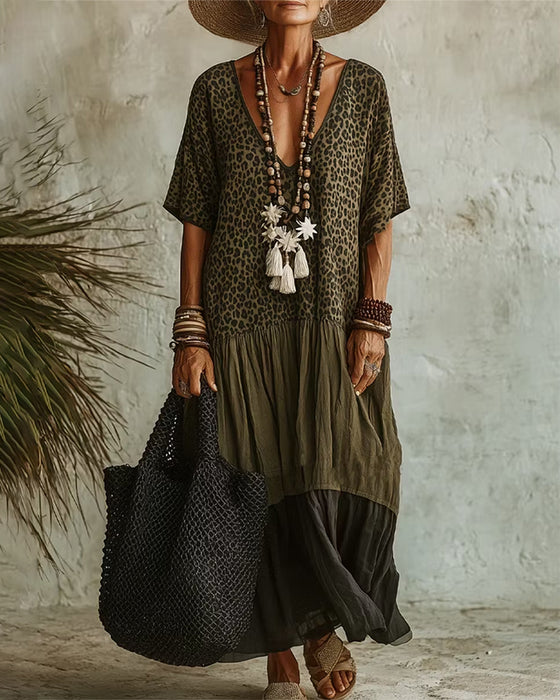 Casual Leopard Maxi Dress
