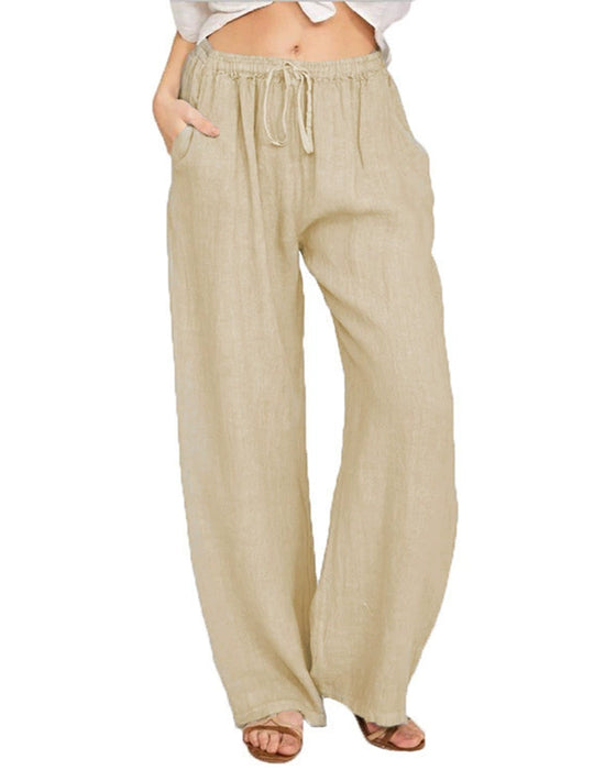 Loose Straight-Leg Solid Color Long Pants