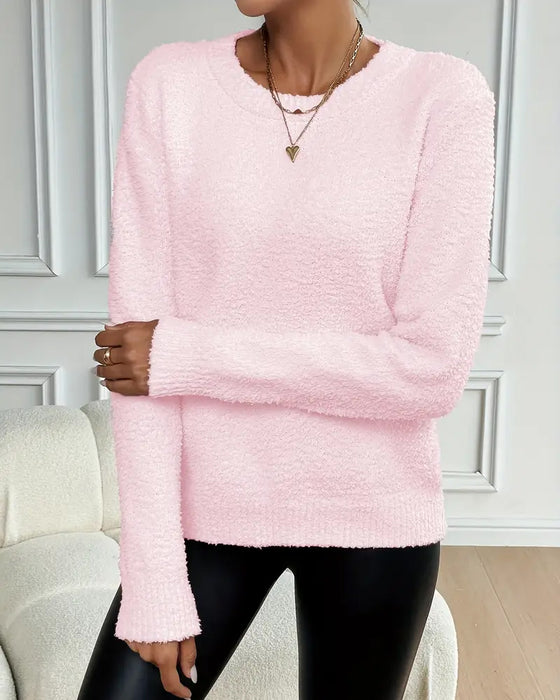 Plush Pullover Long-Sleeved Sweater