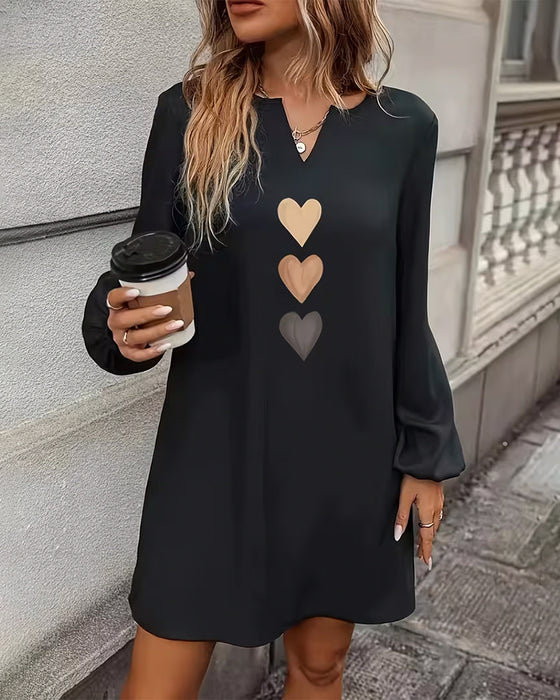 V-Neck Heart-Shaped Slimming Straight Dress