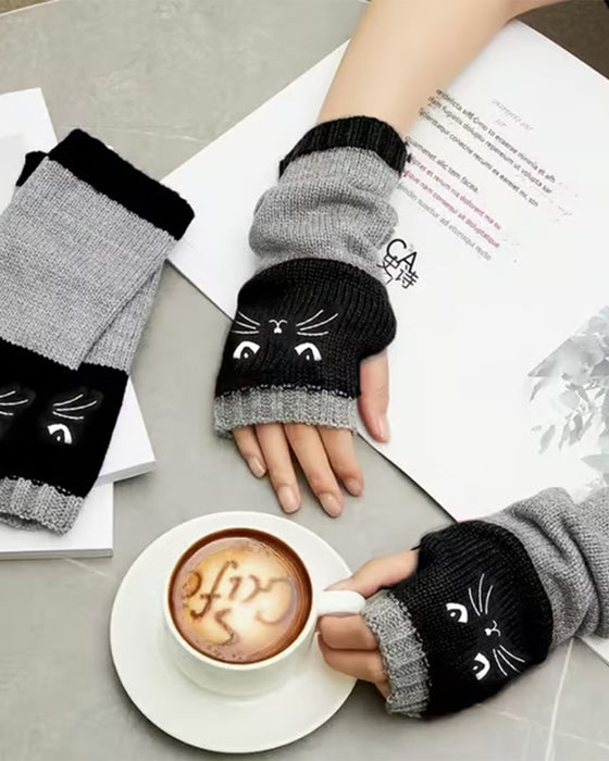 Cat Fingerless Gloves
