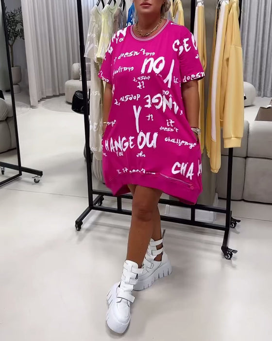 Loose Letter Print Dress