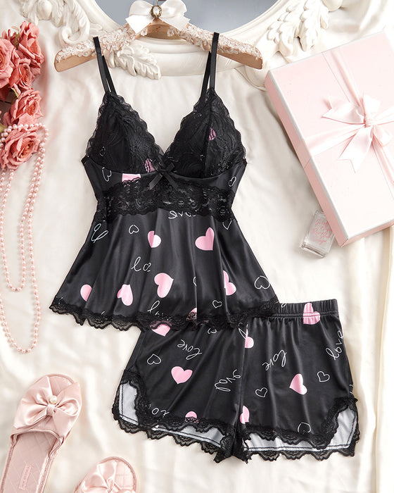 Lace Patchwork Sexy Pajama Set