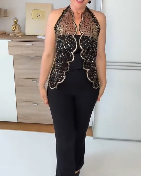 Vintage lace with beads shawl