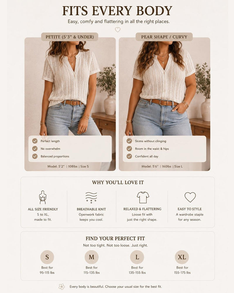 Cutout Cardigan Short-Sleeve Blouse