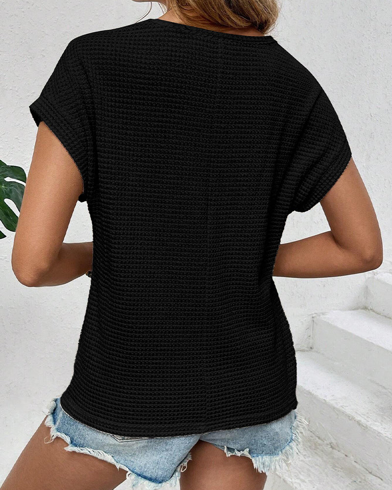 Raglan Mesh Hollow Out Breathable T-Shirt
